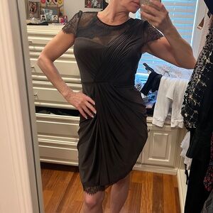 BCBG XS black satin and lace dress worn once